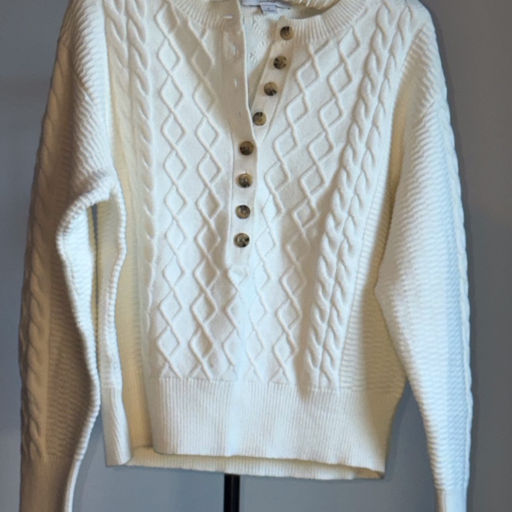 Ann Taylor Cream Cable Knit Sweater